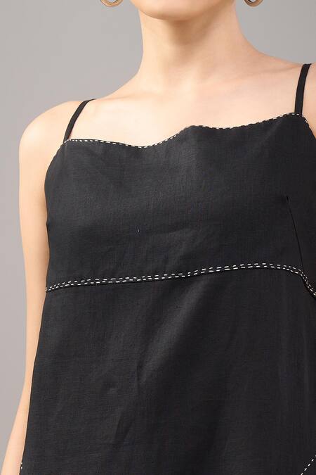 Divyam Mehta Black Linen Embroidery Coal Midi Dress Online at Aza Fashions Divyam Mehta_Black Linen Embroidery Coal Midi Dress _Online_at_Aza_Fashions