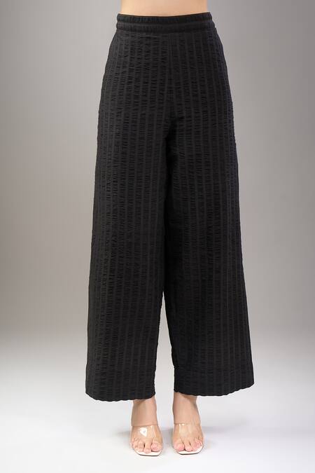 Shop Divyam Mehta Black Handloom Cotton Round Neck Coal Pant Set Online at Aza Fashions Shop_Divyam Mehta_Black Handloom Cotton Round Neck Coal Pant Set _Online_at_Aza_Fashions