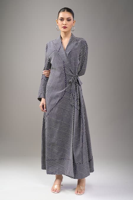 Divyam Mehta Black Crepe Shawl Neck Coal Maxi Dress 