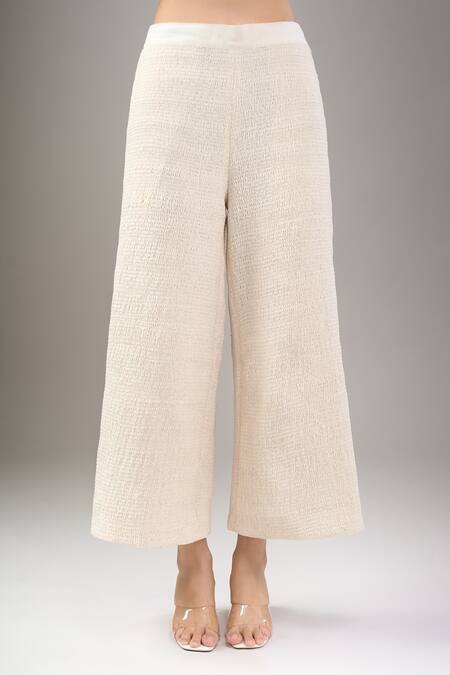 Divyam Mehta_Cream Chanderi V-neck Waistcoat And Pant Set _at_Aza_Fashions