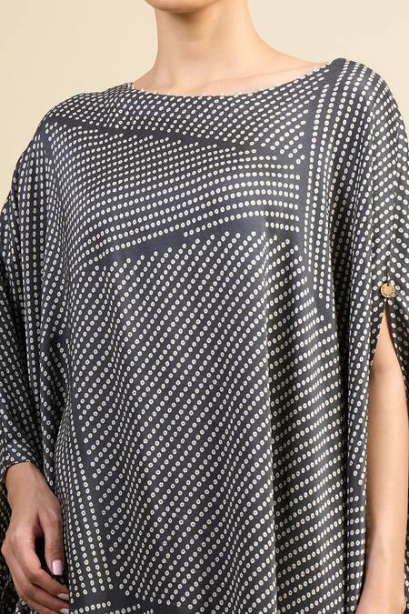 Buy_Divyam Mehta_Black Crepe Round Neck Coal Poncho And Draped Skirt Set 