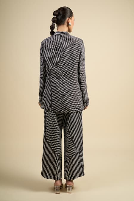 Divyam Mehta Coal Vegan Silk Pant Set 