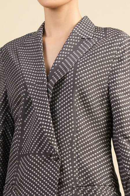 Divyam Mehta_Black Silk Collared Coal Vegan Pant Set _at_Aza_Fashions