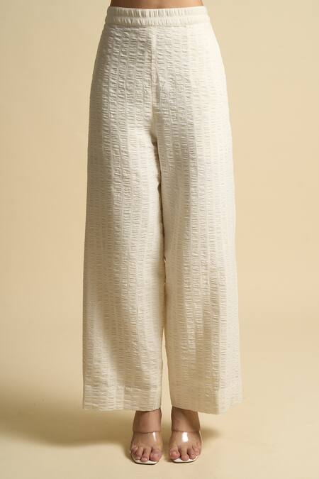 Buy_Divyam Mehta_Cream Handloom Cotton Round Neck Kurta Set _Online_at_Aza_Fashions