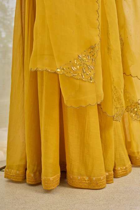Buy Rhua Mustard Chanderi, Tissue, Organza, Silk Gota Patti Yellow Embroidered Kurta Set Online at Aza Fashions Buy_Rhua_Mustard Chanderi, Tissue, Organza, Silk Gota Patti Yellow Embroidered Kurta Set _Online_at_Aza_Fashions