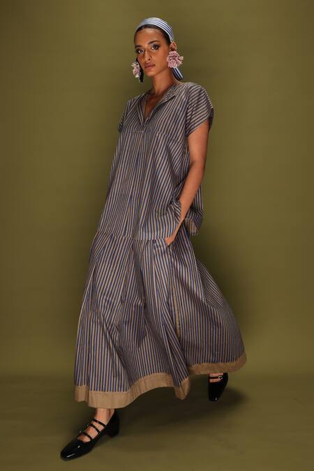 Shop_Stoique_Blue Cotton Collared Striped Italian Top _Online_at_Aza_Fashions