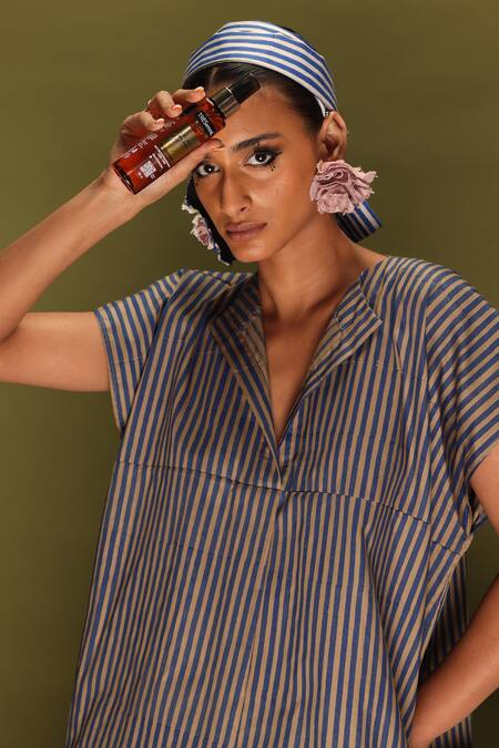 Buy_Stoique_Blue Cotton Collared Striped Italian Top 