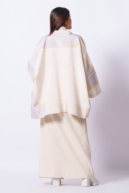 Stoique Ivory Crepe Designer Kimono 