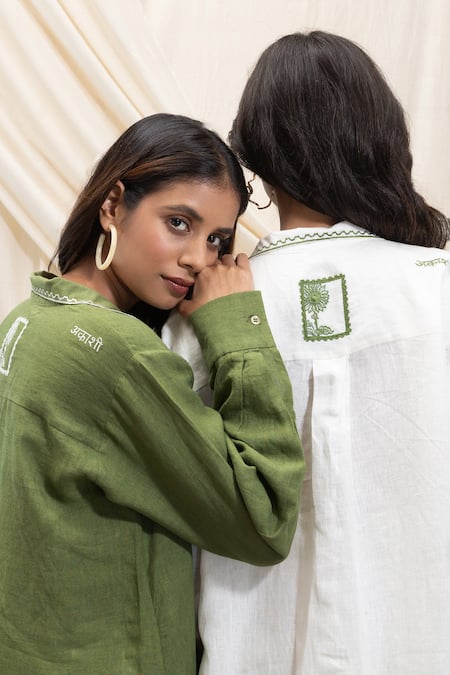 Shop_Akashi Clothing_White Linen Collared Shirt Dress 