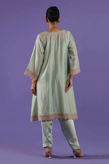 Label Radini Pastel Blue Chanderi Kurta Set 