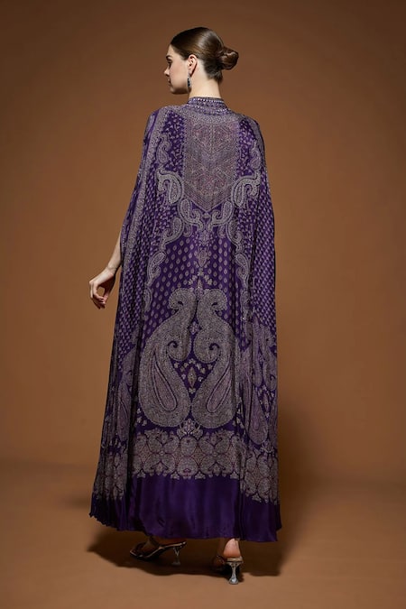 Nirraamyaa Dark Wine Cape Gown Set 