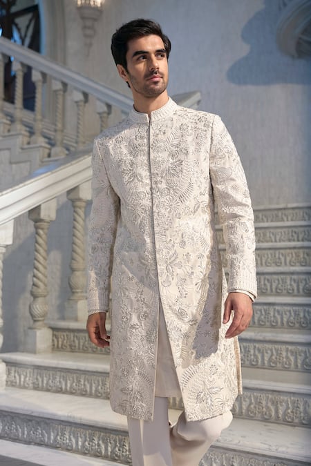 Seema Gujral Ivory Embroidered Sherwani Set 