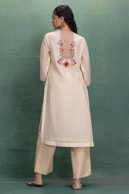 Kahani Lush Beige Machine Embroidery Kurta Set 