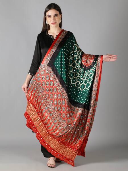 Sheeshakari_Black Silk Sequins, Embroidery Round Neck Straight Kurta Set _at_Aza_Fashions