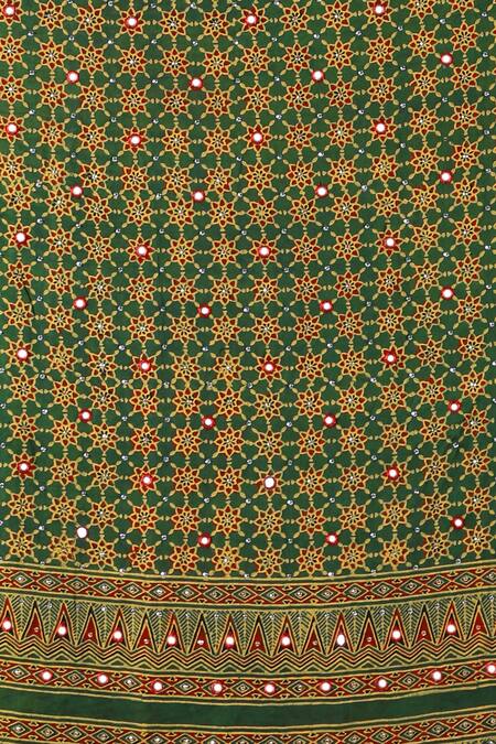 Shop_Sheeshakari_Green Silk Sequins, Embroidery Round Neck Straight Kurta Set_Online_at_Aza_Fashions