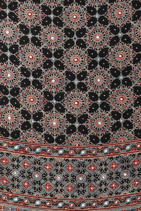 Shop_Sheeshakari_Red Silk Embroidery Round Neck Straight Kurta Set _Online_at_Aza_Fashions