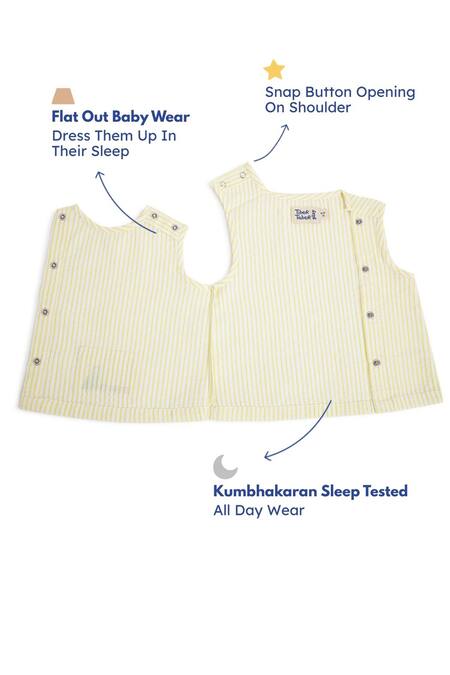 Buy_Tiber Taber_Yellow Cotton Embroidery Rail Striped Jhabla Set 