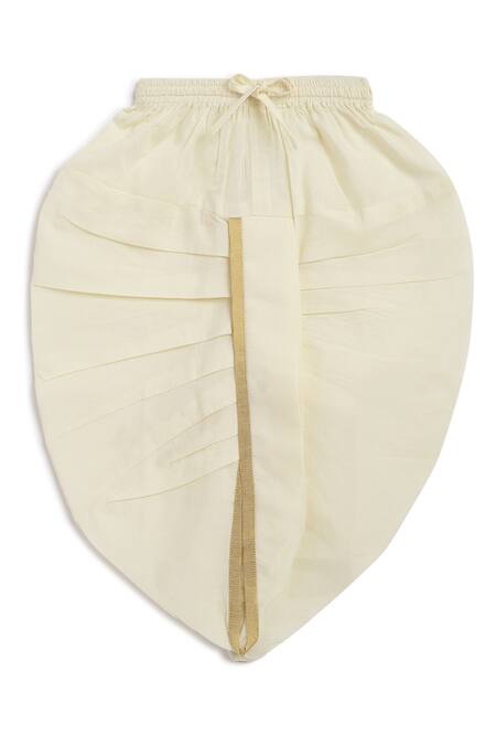 Buy_Tiber Taber_Cream Cotton Embroidery Shiv Damru Kurta Dhoti Pant Set 