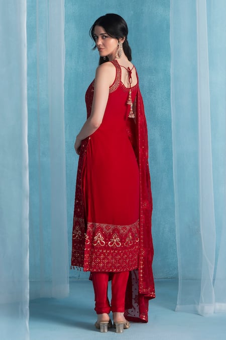 Lashkaraa Maroon Georgette Kurta Set 