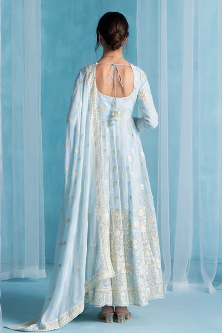 Lashkaraa Sky Blue Anarkali Kurta Set 