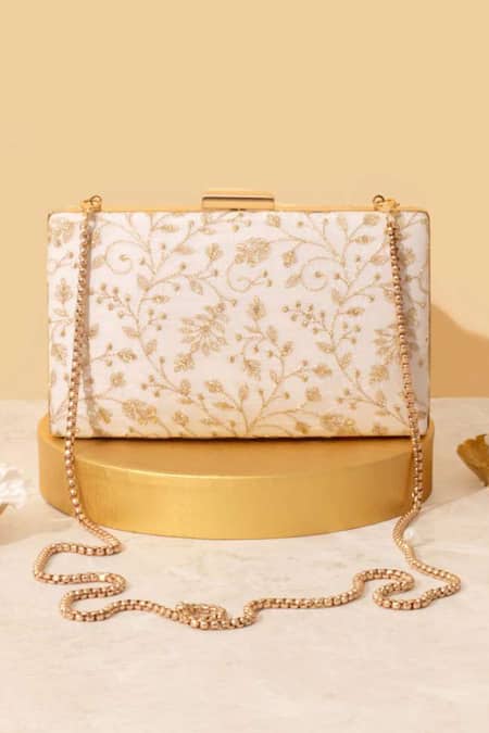 Shop Amyra Off White Embroidery Antaria Clutch at Aza Fashions Shop_Amyra_Off White Embroidery Antaria Clutch _at_Aza_Fashions