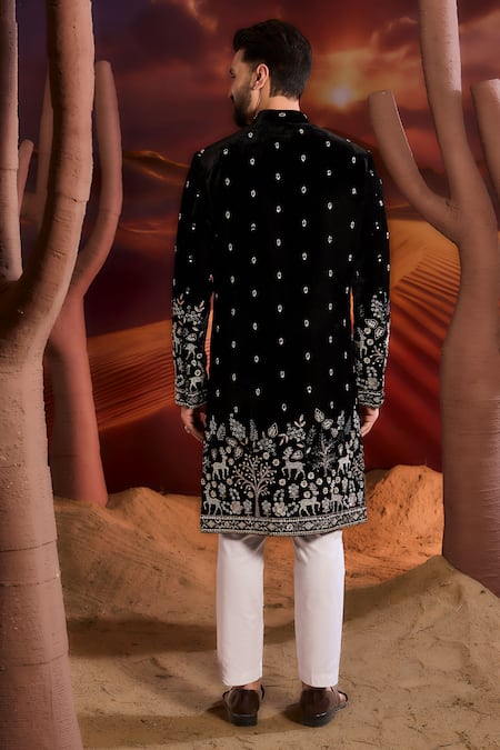 Kasbah Black Velvet Designer Sherwani 