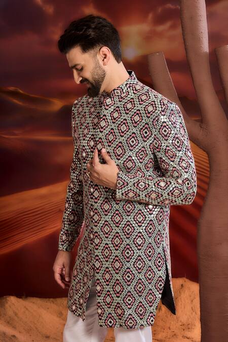 Buy Kasbah Blue Silk Embroidery Designer Sherwani Online at Aza Fashions Buy_Kasbah_Blue Silk Embroidery Designer Sherwani _Online_at_Aza_Fashions