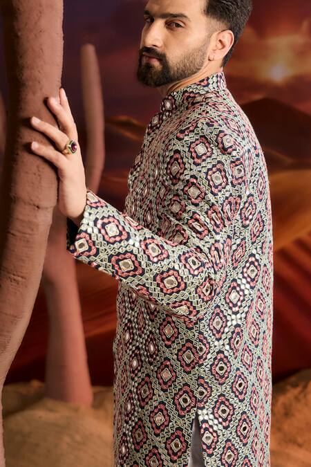 Shop Kasbah Blue Silk Embroidery Designer Sherwani Online at Aza Fashions Shop_Kasbah_Blue Silk Embroidery Designer Sherwani _Online_at_Aza_Fashions