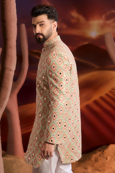 Buy_Kasbah_Multi Color Silk Sequins, Embroidery Designer Sherwani _Online_at_Aza_Fashions