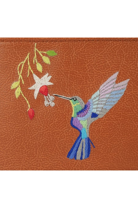 Buy Miri Tan Embroidery Hand Humming Bird Bag Buy_Miri_Tan Embroidery Hand Humming Bird Bag