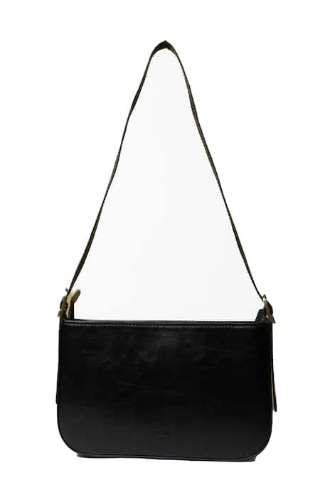 Shop Miri Black Embroidery Hand Lotus Baguette Bag Online at Aza Fashions Shop_Miri_Black Embroidery Hand Lotus Baguette Bag _Online_at_Aza_Fashions