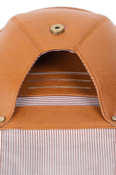 Miri_Tan Embroidery, Beads Bianca Sling Bag With Hand _at_Aza_Fashions