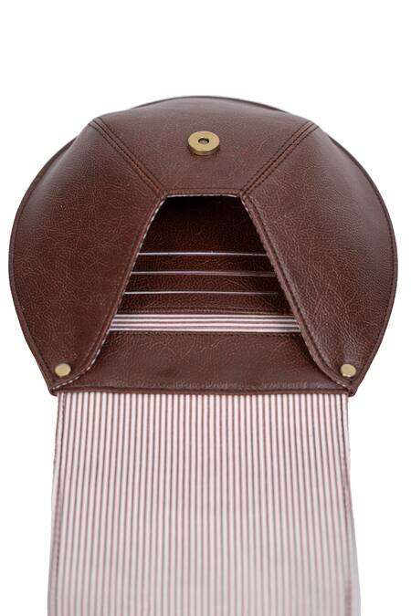 Shop Miri Brown Embroidery The Archies Bianca Sling Bag Shop_Miri_Brown Embroidery The Archies Bianca Sling Bag