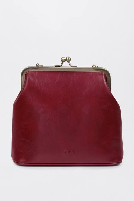 Shop_Miri_Maroon Zari, Beads, Sequins Dragonfly Hand Embroidered Vintage Clutch _Online_at_Aza_Fashions