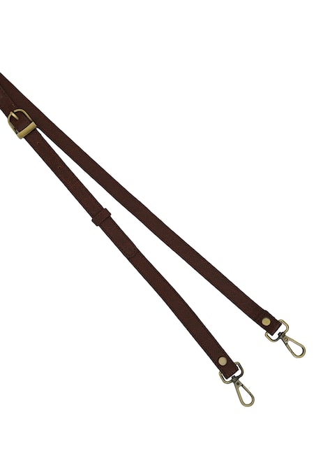 Miri_Brown Embroidery Hand Hummingbird Sling Bag _Online_at_Aza_Fashions