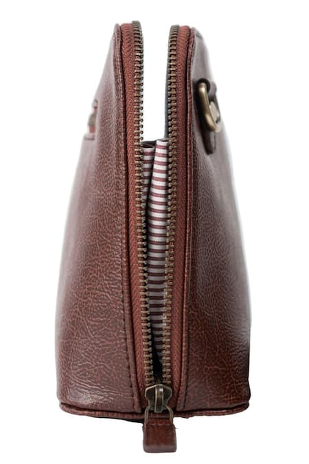 Miri_Brown Embroidery Hand Hummingbird Sling Bag _at_Aza_Fashions