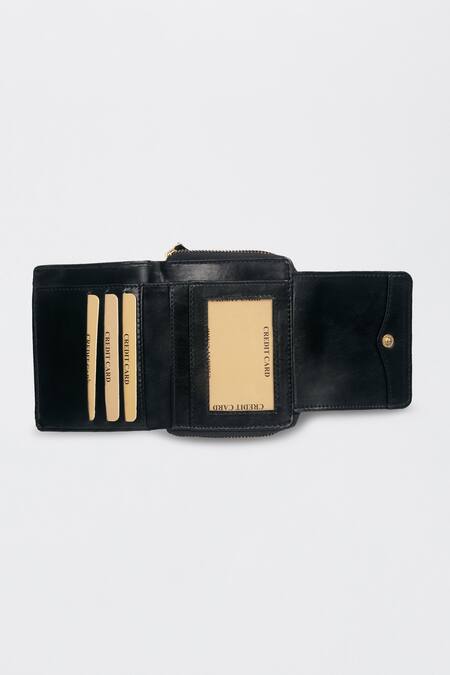 Buy_Miri_Black Embroidery Peekaboo Wallet _Online_at_Aza_Fashions