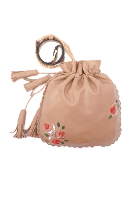 Miri Hand Embroidered Roses Potli Bag 