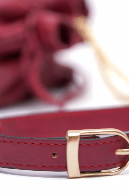 Buy_Miri_Burgundy Embroidery, Metallic Thread Hand Roses Potli Bag 