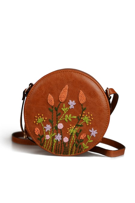 Miri Hand Embroidered Round Sling Bag 