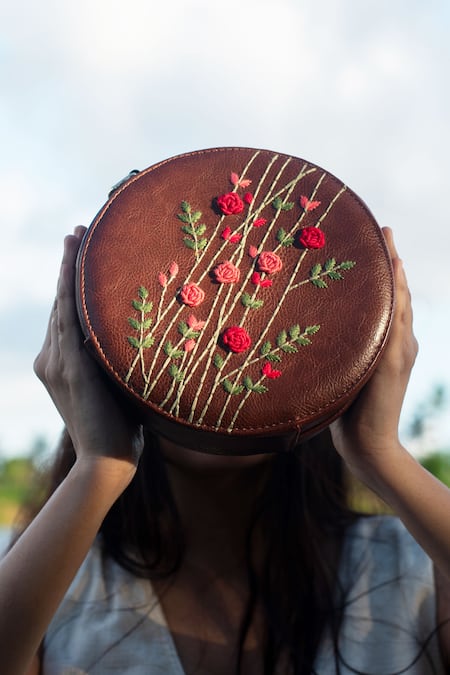 Miri Hand Embroidered Round Sling Bag 