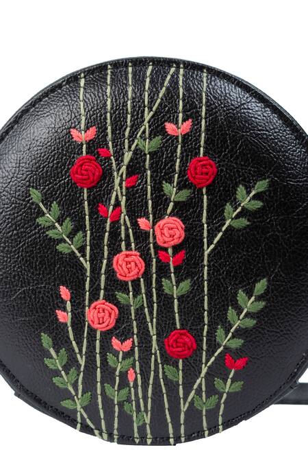 Shop_Miri_Black Embroidery Hand Sling Bag _Online_at_Aza_Fashions