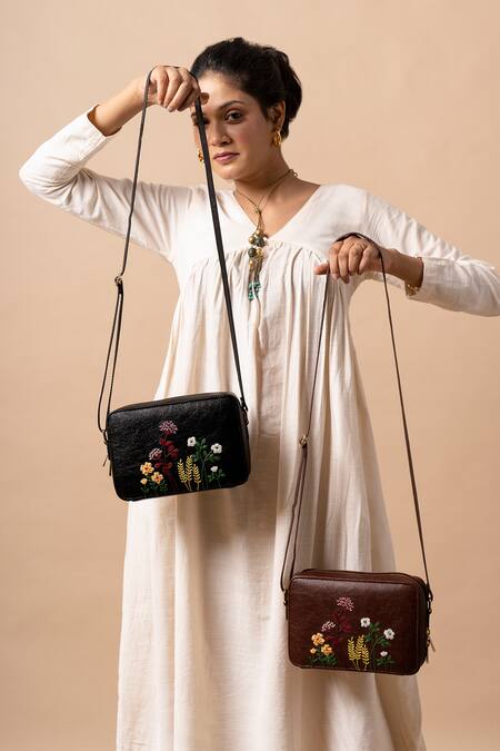 Shop_Miri_Black Embroidery Blooming Meadows Sling Bag 