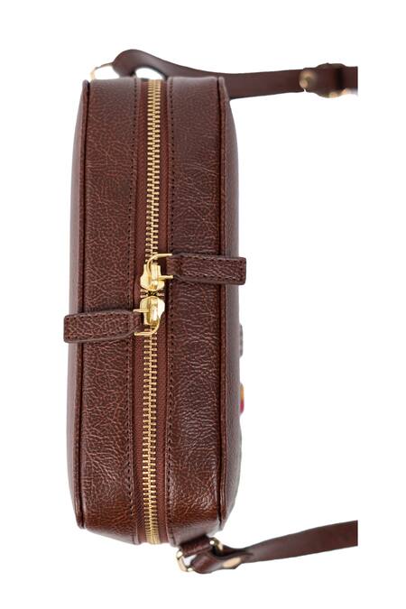 Miri_Brown Embroidery Blooming Meadows Sling Bag _at_Aza_Fashions