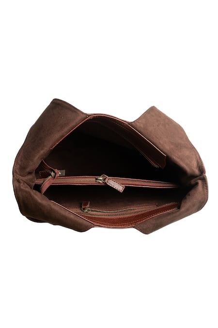 Miri_Brown Embroidery Hand Cherry Blossoms Tote Bag _Online_at_Aza_Fashions