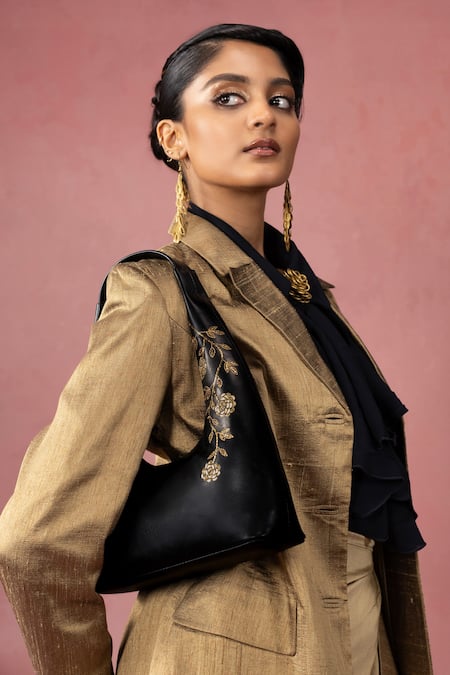 Shop_Miri_Black Embroidery Gulzar Hand Tote Bag _Online_at_Aza_Fashions