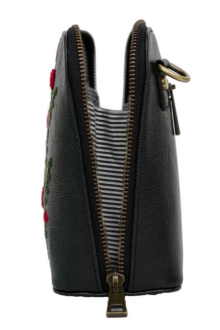 Buy_Miri_Black Embroidery Hand Red Rosebuds Sling Bag _Online_at_Aza_Fashions