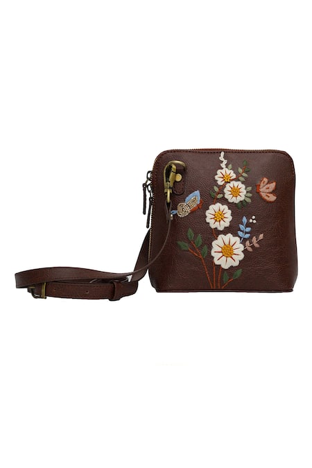Miri Hand Embroidered Daisy Sling Bag 