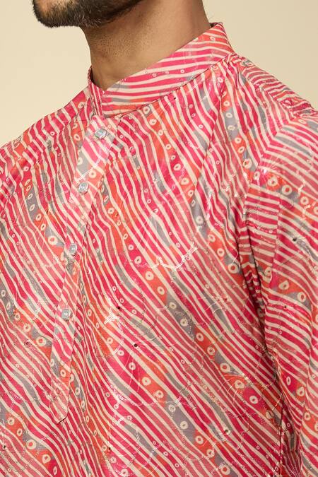 Shop_Rng Safawala_Pink Cotton, Silk Printed Kurta Set _Online_at_Aza_Fashions