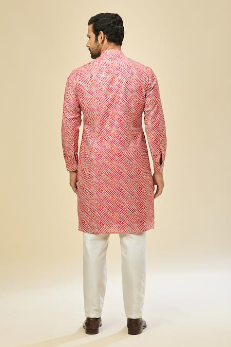 Rng Safawala_Pink Cotton, Silk Printed Kurta Set _Online_at_Aza_Fashions